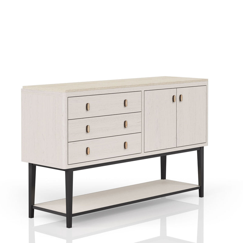 White Server With Base with Power Access - 60" W x 18" D x 37" H, photo 4 of 9