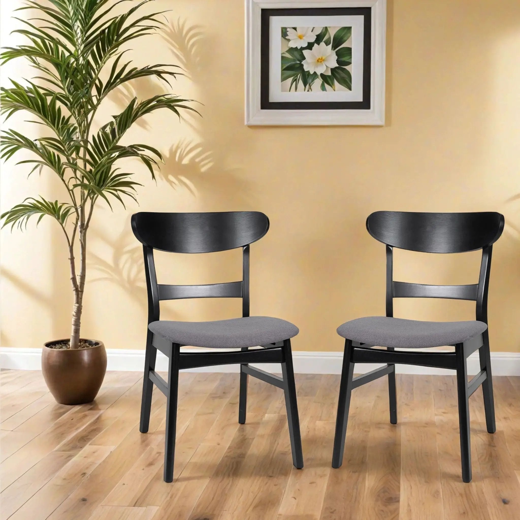 Modern Dining Chair With Upholstered Seat And Wood Frame by HouseOfZazla