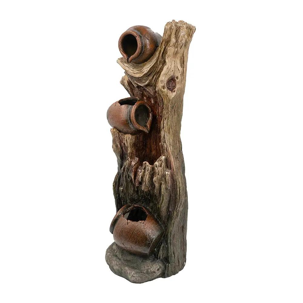 Decorative 3 Tier Tree Trunk Fountain With Lights And Pump - Brown by Unique Piece Furniture