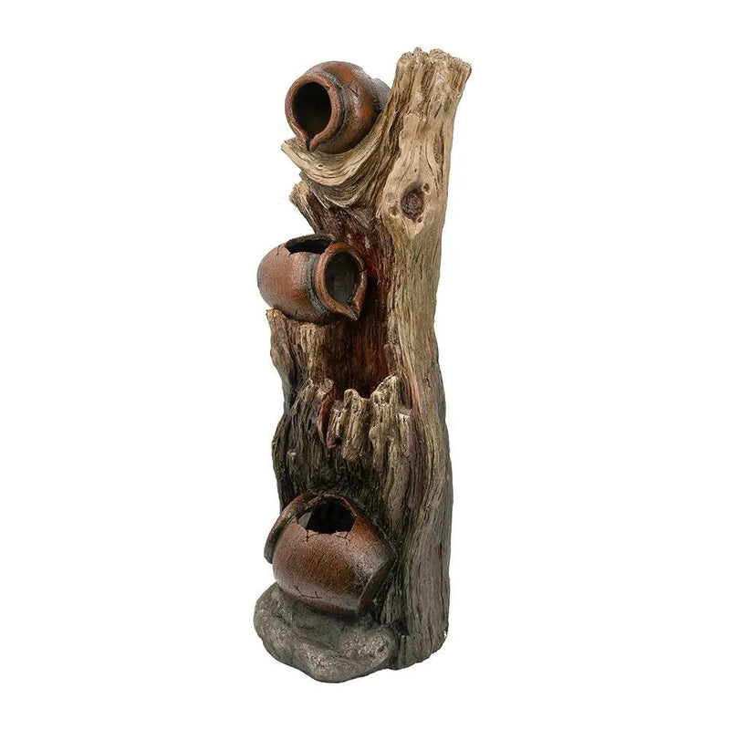 Decorative 3 Tier Tree Trunk Fountain With Lights And Pump - Brown by Unique Piece Furniture