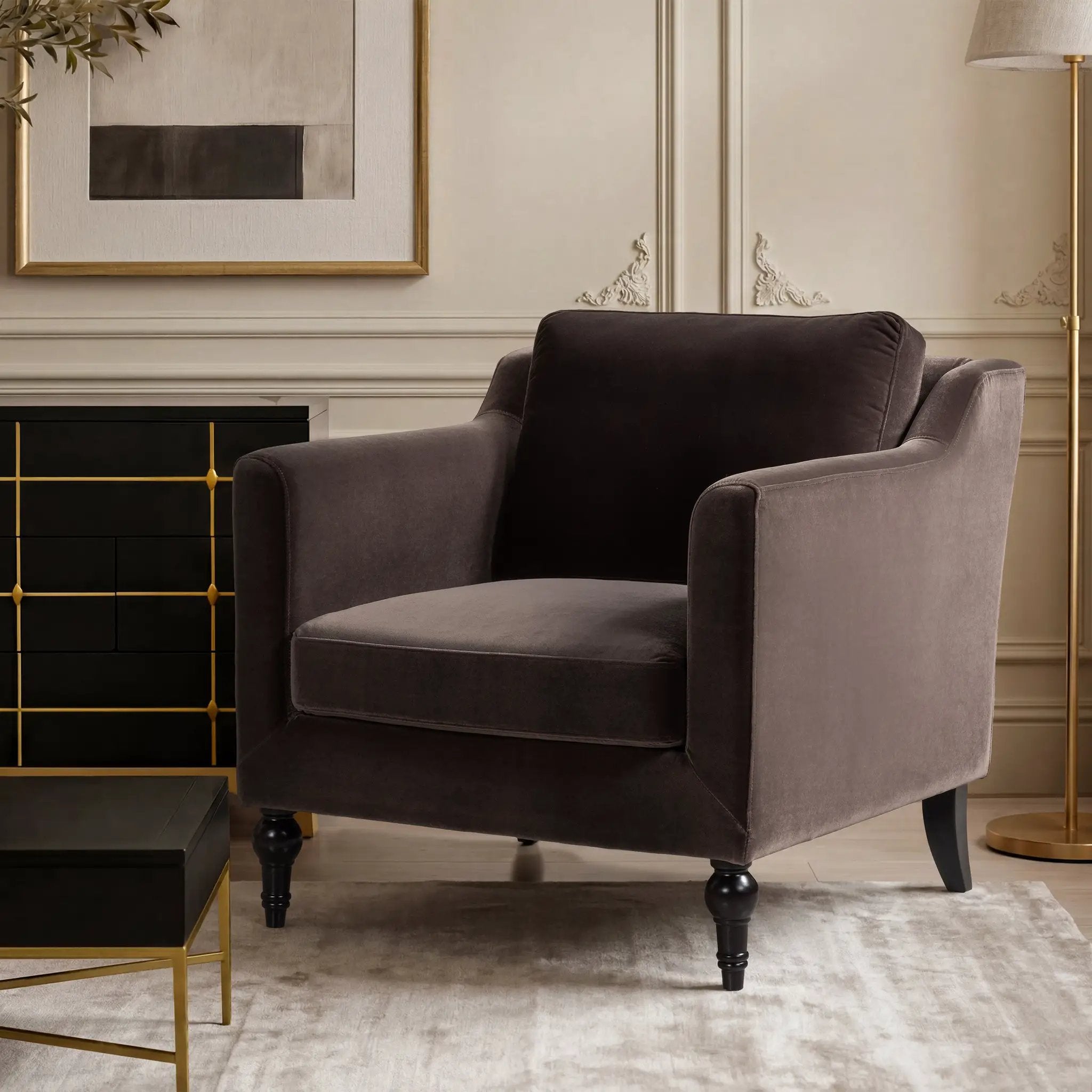 Josephine 33" Upholstered Accent Chair, Deep by HouseOfZazla