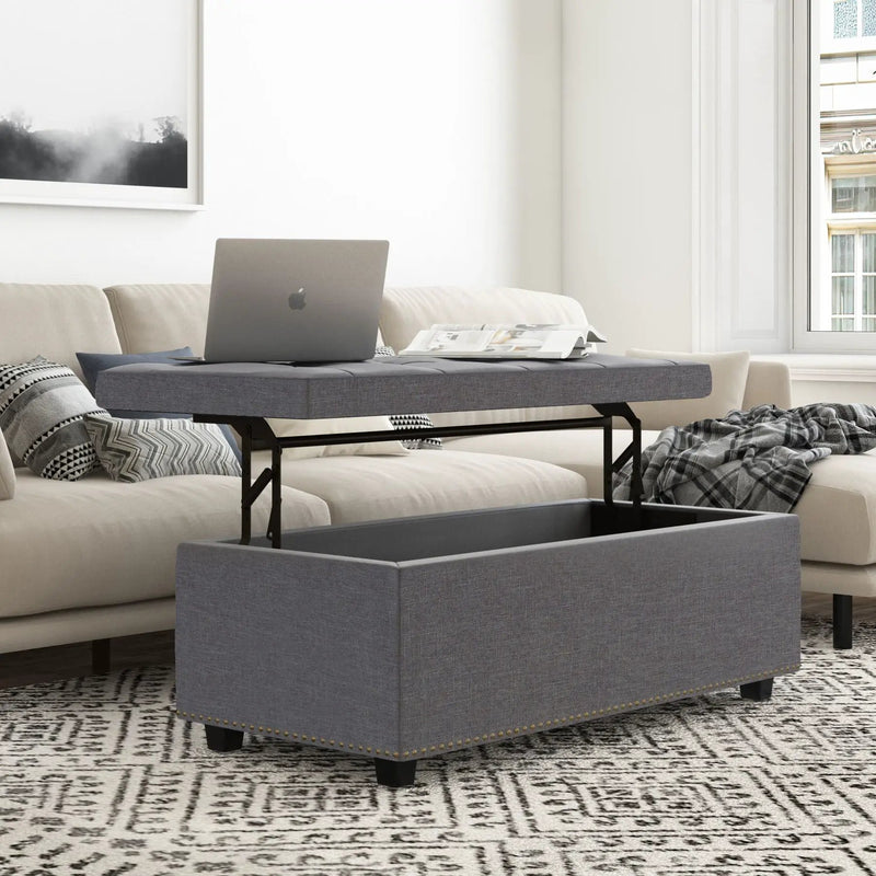 Hamilton - Upholstered Lift Top Rectangular Storage Ottoman by HouseOfZazla