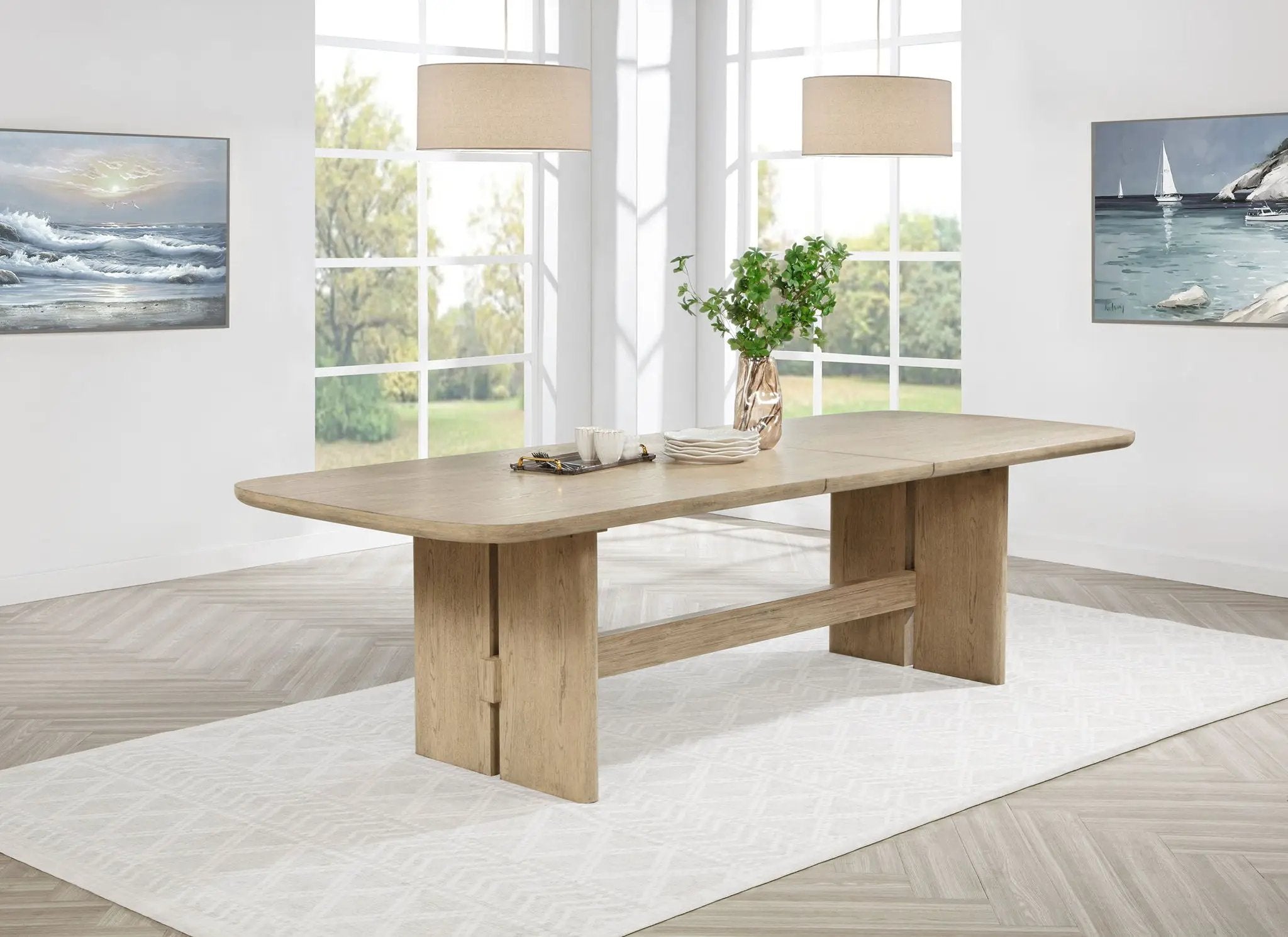 Kailani 110-inch Rectangular Wood Dining Table Beige Oak by Unique Piece Furniture