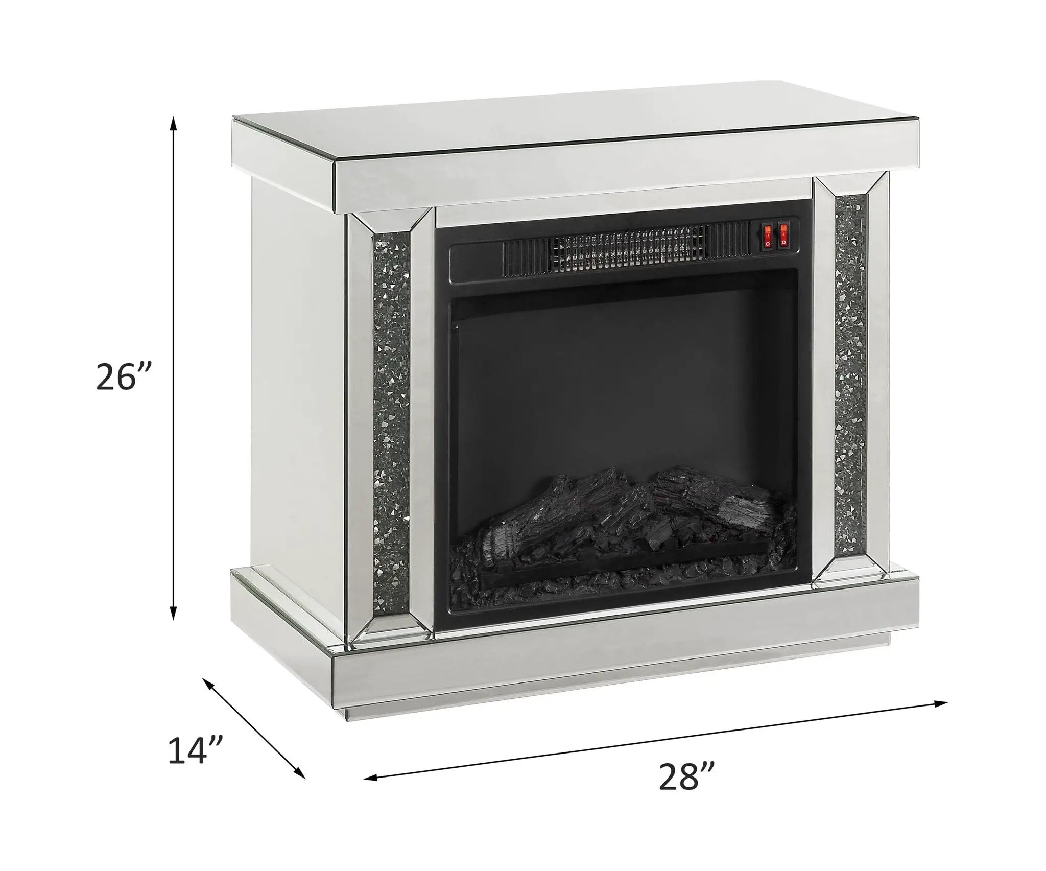 Noralie - Fireplace - Mirrored & Faux Diamonds by Unique Piece Furniture