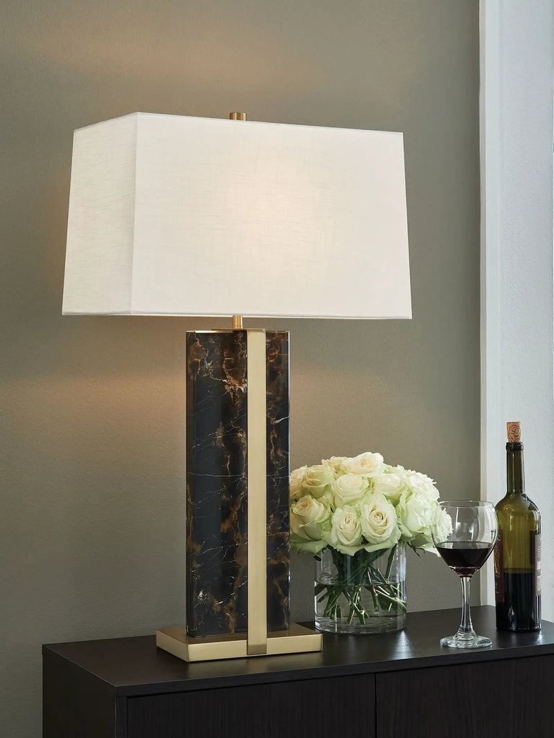 Neonish - Marble Table Lamp - Black / Gold Finish by Unique Piece Furniture