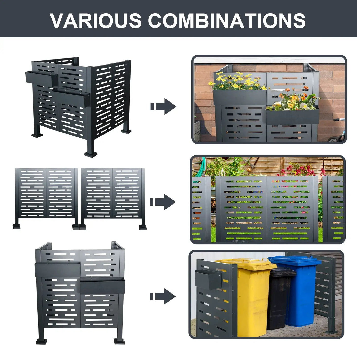 Air Conditioner Fence For Outdoor Units, Metal Privacy Fence Cover, Perfect To Conceal Air Conditioning Units, 3 Fence Panel by HouseOfZazla