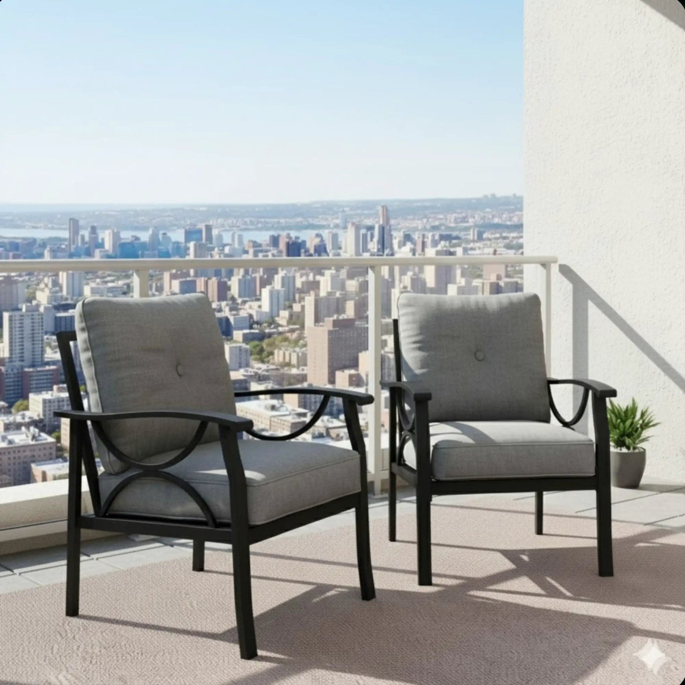 All-Weather Armchairs With Cushions, Modern Sculptural Design (Set of 2) by HouseOfZazla