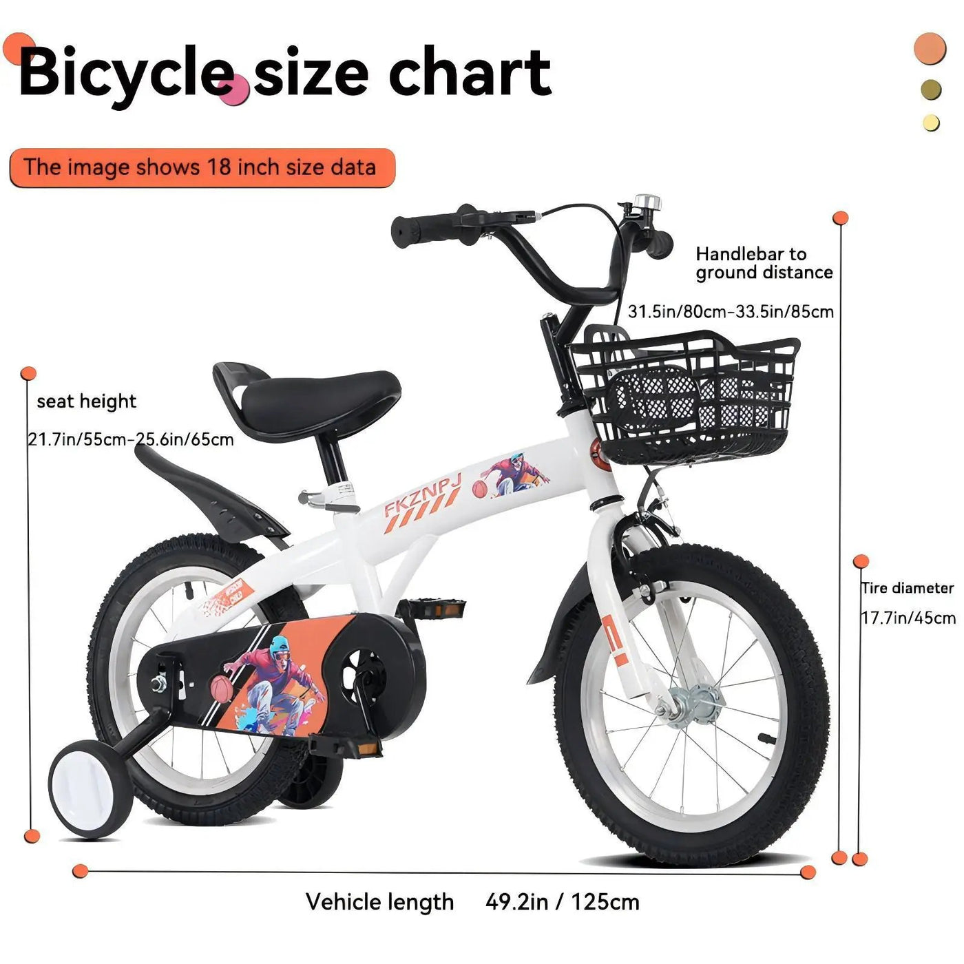 Fkznpj - 18" Sporty Kids Bike With Training Wheels And Stand Adjustable Saddle Suitable For Boys And Girls Aged 5 - 10 Years Tall Height 39 - 49" Available In A Variety Of Colors by HouseOfZazla