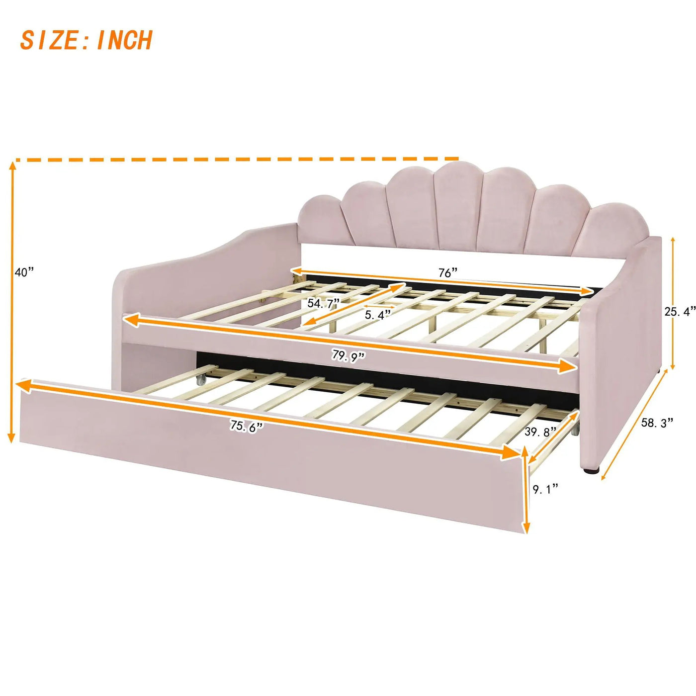 Upholstery Daybed Frame With Shell Shaped Backrest by Unique Piece Furniture