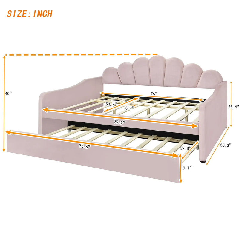 Upholstery Daybed Frame With Shell Shaped Backrest by HouseOfZazla