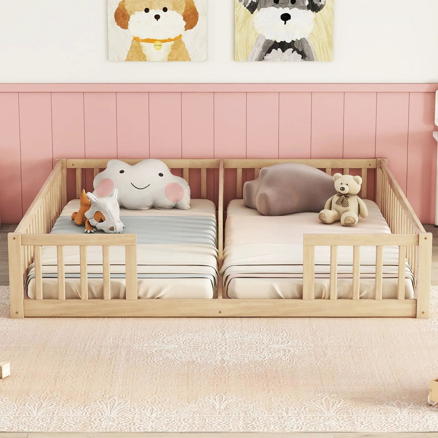 Double Floor Bed With Fence, Guardrails, Without Door by HouseOfZazla