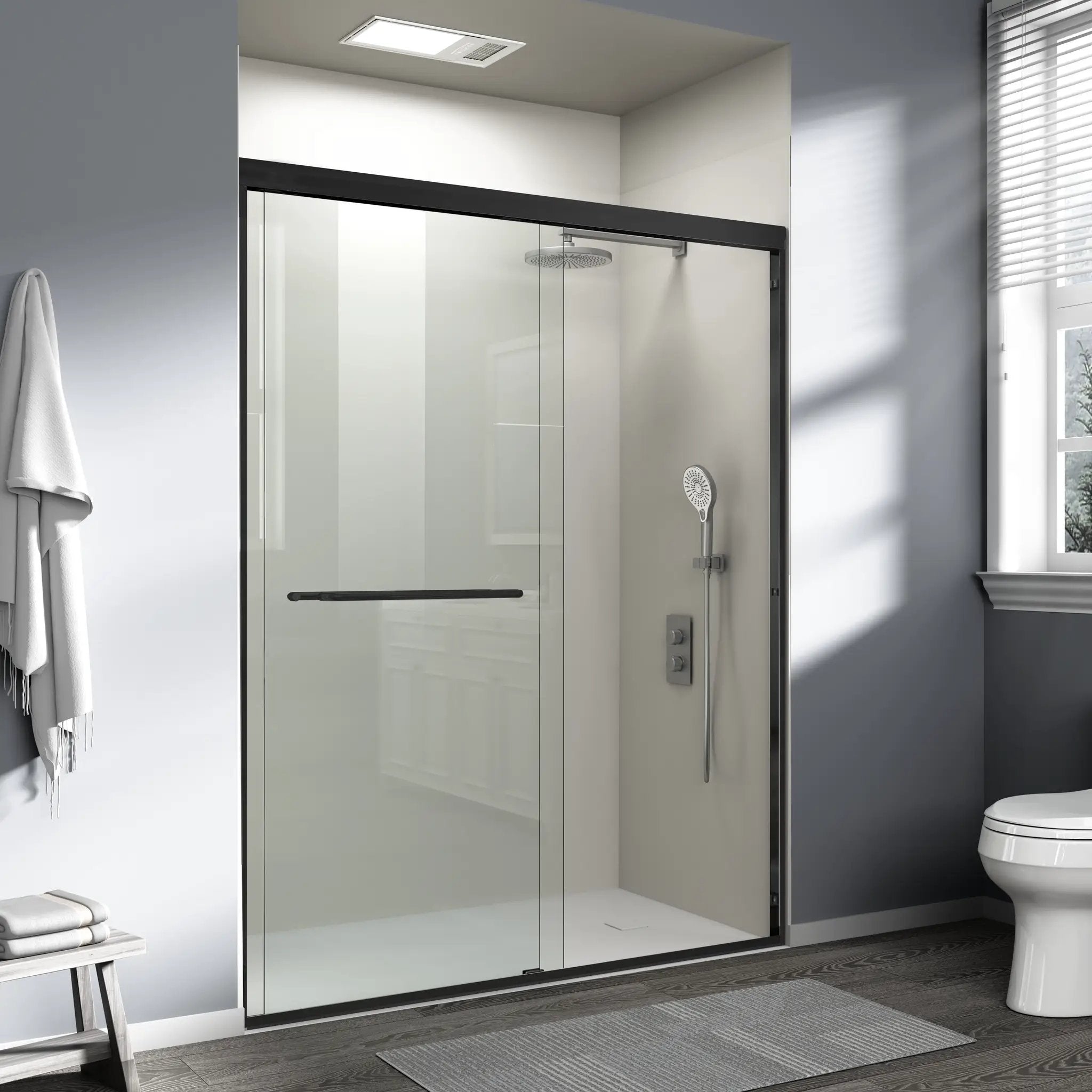 56-60 in. W x 72 in. H Double Sliding Shower Door, Semi-Frameless by HouseOfZazla