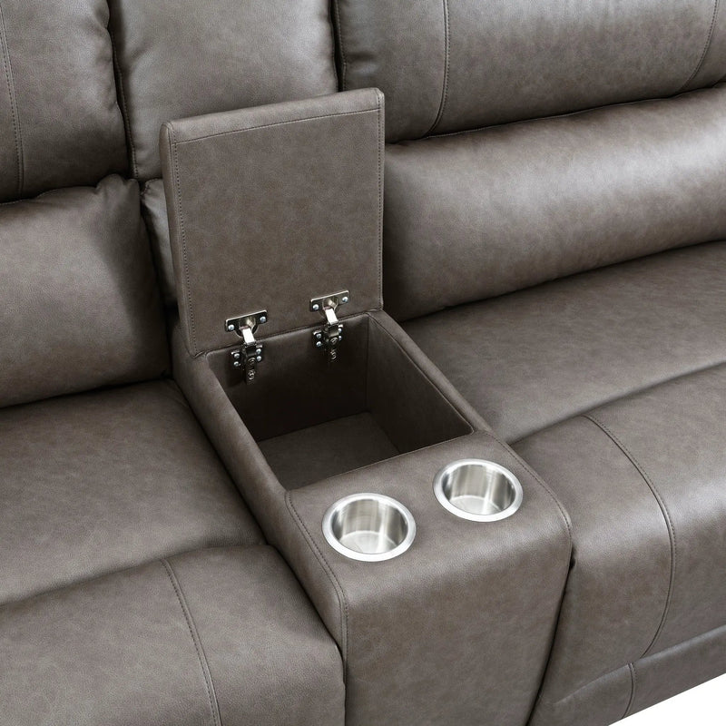 Kantu - Synthetic Leather Motion Sectional Sofa - Brown by Unique Piece Furniture