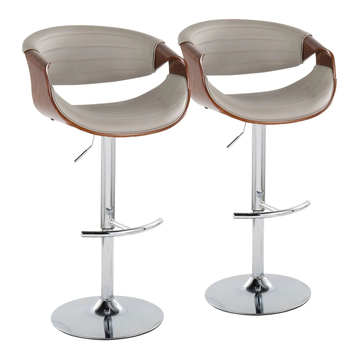 Symphony - Mid Century Modern Adjustable Barstool & Swivel With Rounded T Footrest (Set of 2) by HouseOfZazla