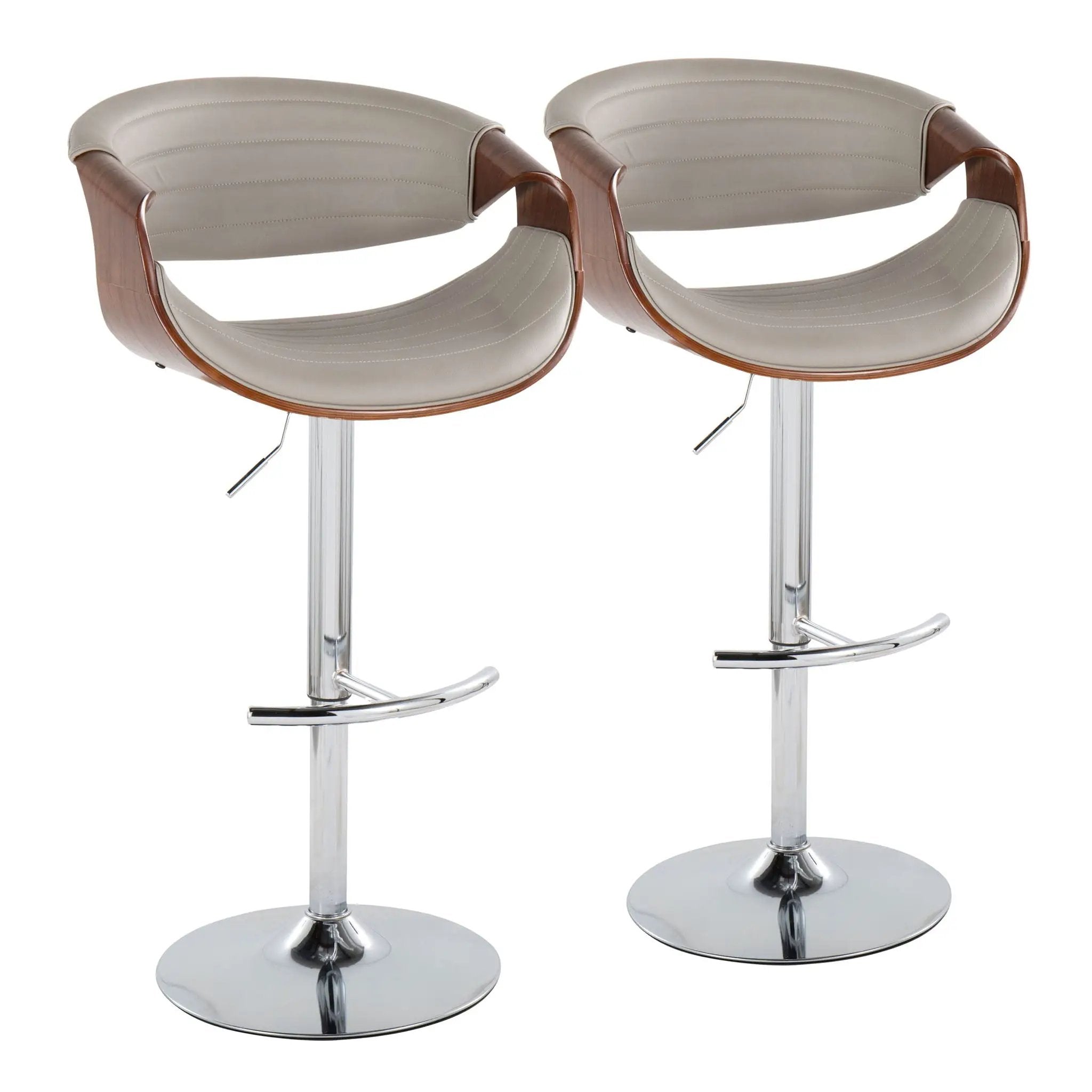 Symphony - Mid Century Modern Adjustable Barstool & Swivel With Rounded T Footrest (Set of 2) by Unique Piece Furniture