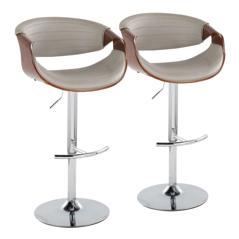Symphony - Mid Century Modern Adjustable Barstool & Swivel With Rounded T Footrest (Set of 2) by HouseOfZazla