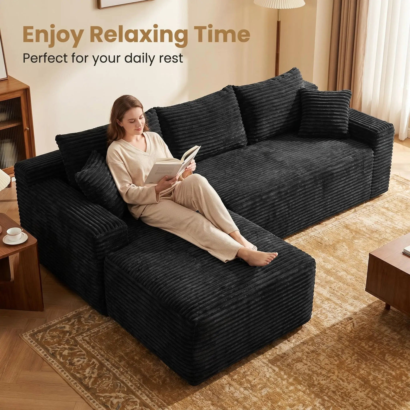 94.5" Cloud Modular Sectional Sofa Couch with L-Shape Chaise by HouseOfZazla