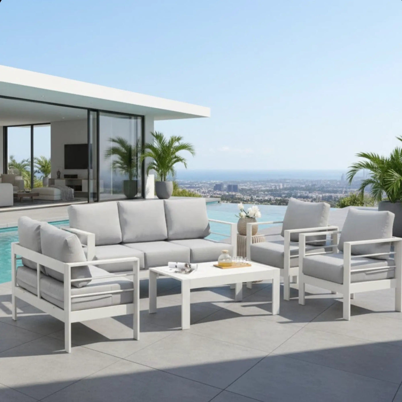 Outdoor Patio Set With All-Weather Thick Cushions by HouseOfZazla