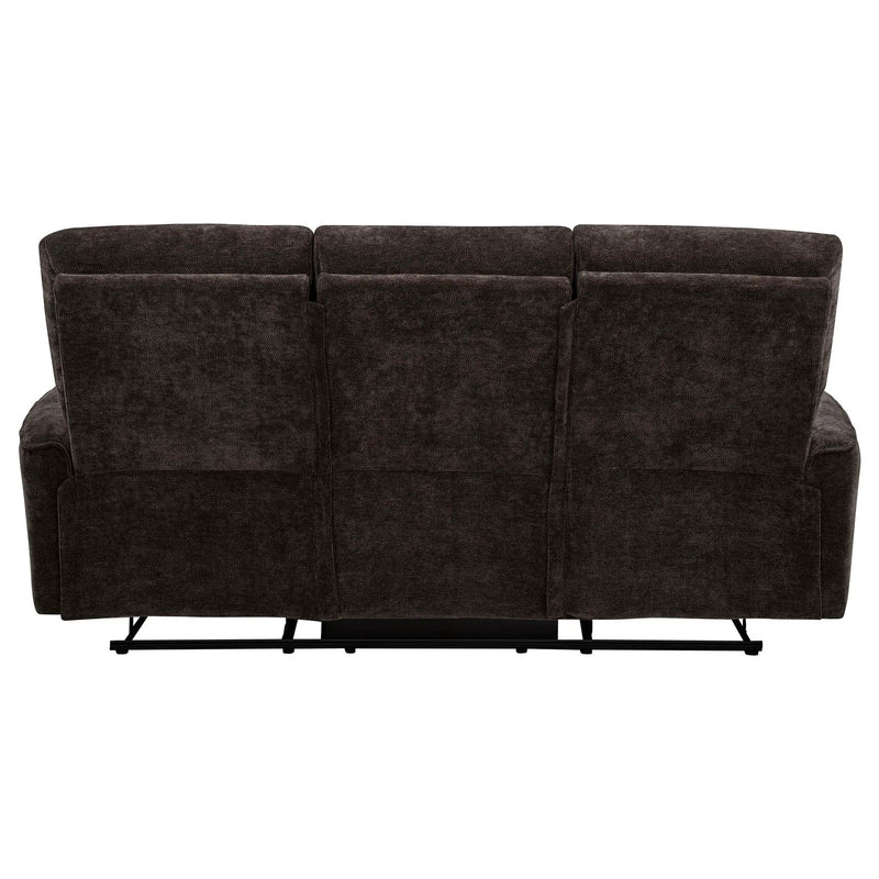 Navarro Chenille Upholstered Reclining Sofa Dark Brown by Unique Piece Furniture