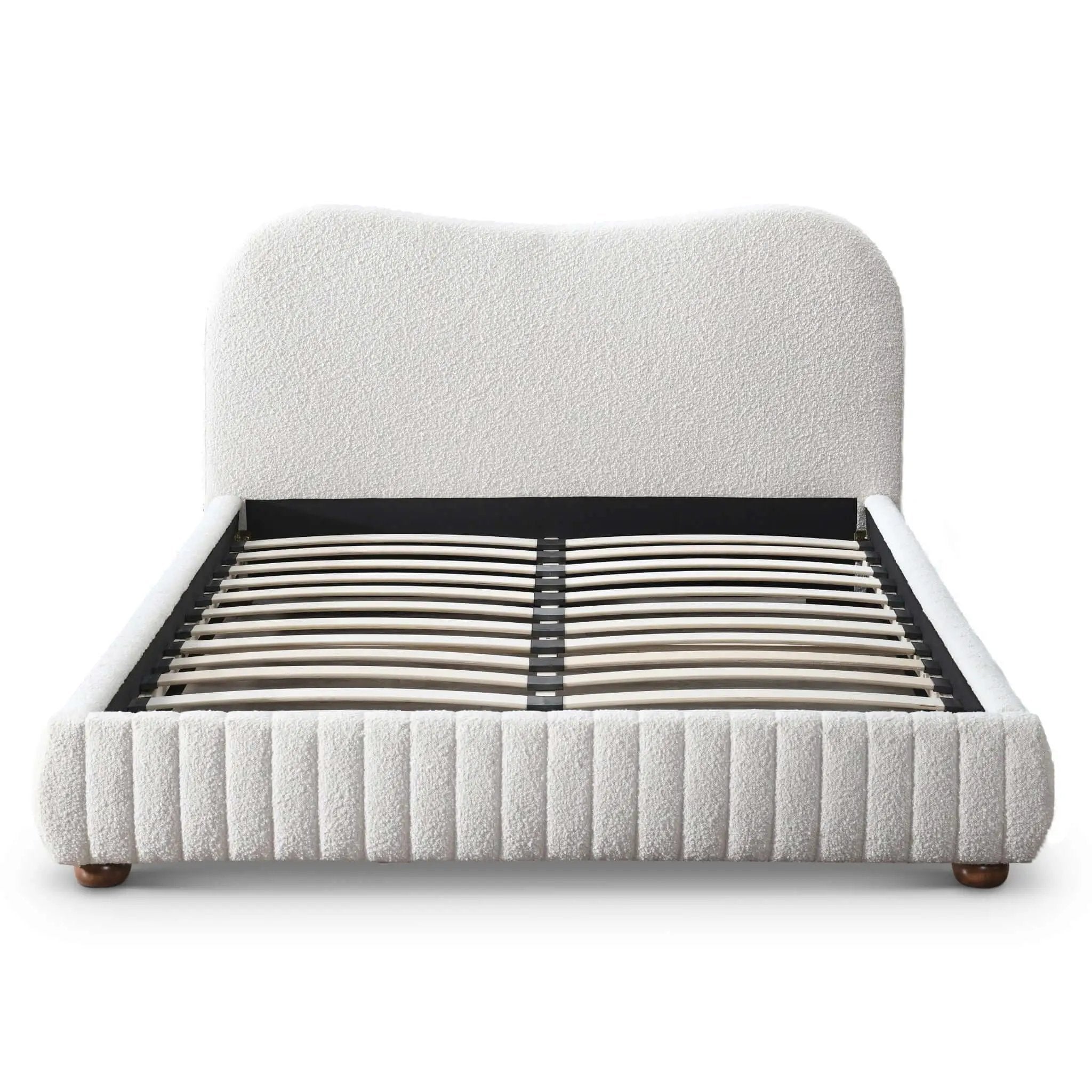 Norme - Queen Size Upholstered Low Profile Platform Bed - Cream by HouseOfZazla