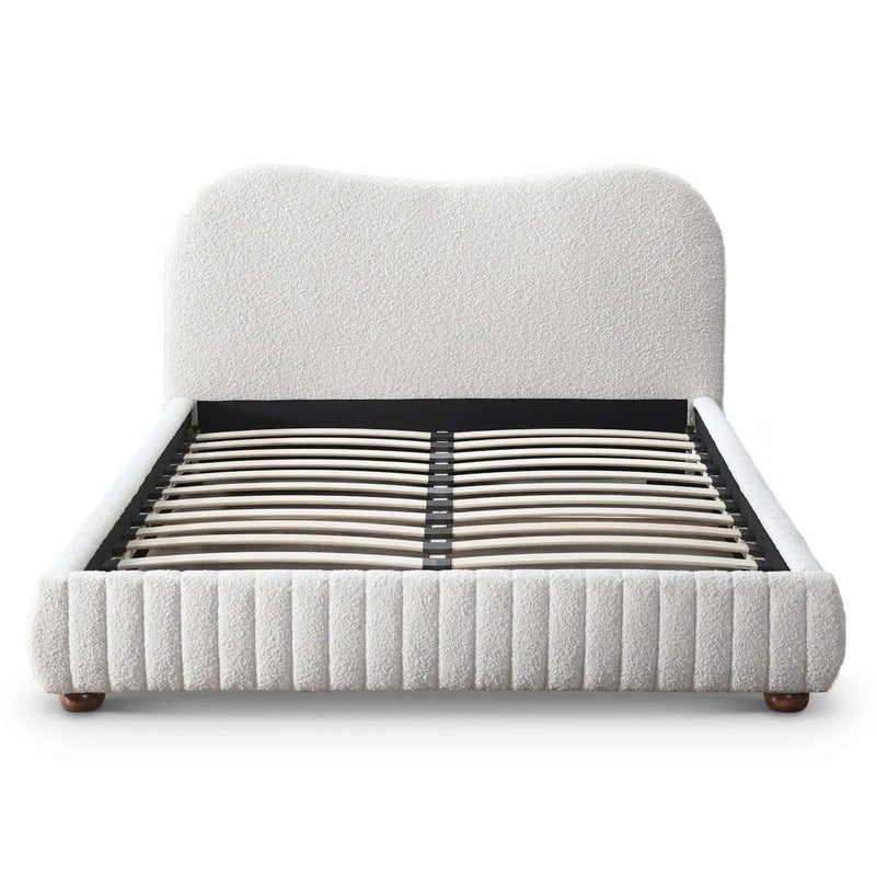 Norme - Queen Size Upholstered Low Profile Platform Bed - Cream by HouseOfZazla