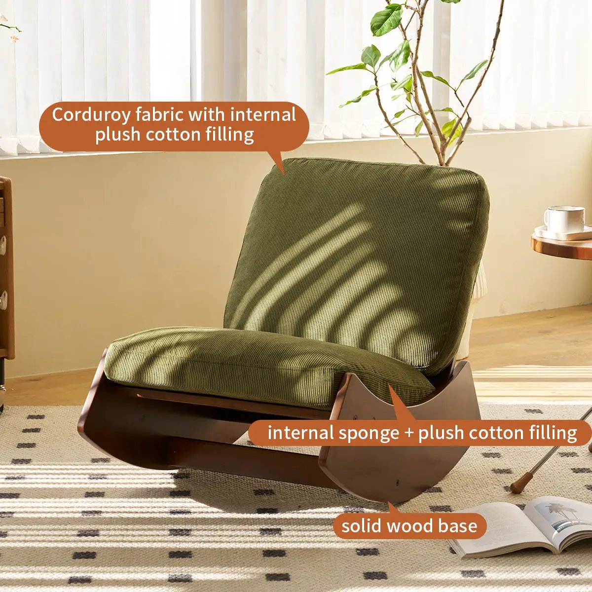 Comfortable High-Quality Upholstery Glider Rocking Chair by HouseOfZazla