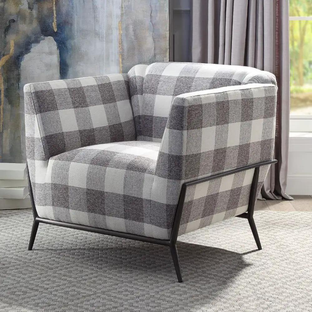 Niamey II - Accent Chair - Pattern Fabric & Metal Frame Black by Unique Piece Furniture