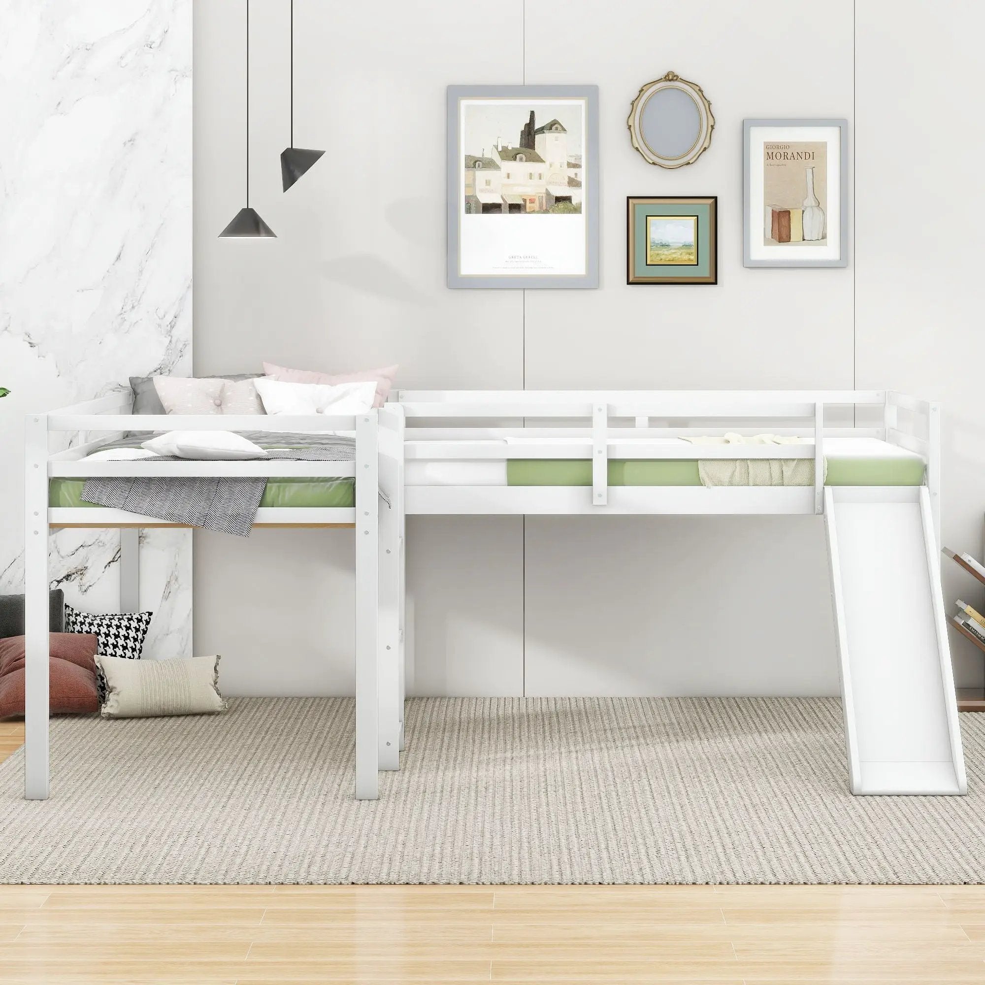 L Shaped Loft Bed With Ladder And Slide by Unique Piece Furniture