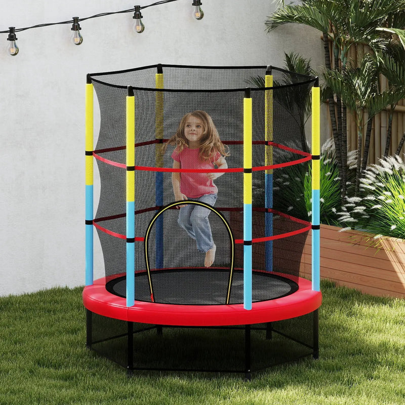 55 Inch Mini Trampoline for Kids with Safety Enclosure Net for Indoor Outdoor by DirectDeals