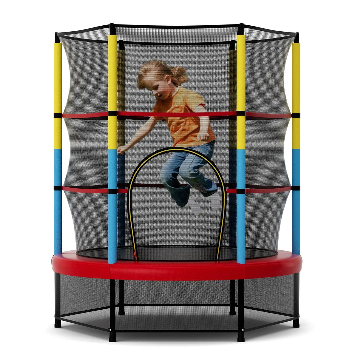 55 Inch Mini Trampoline for Kids with Safety Enclosure Net for Indoor Outdoor by DirectDeals
