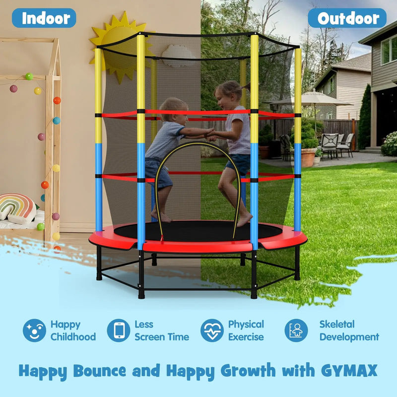 55 Inch Mini Trampoline for Kids with Safety Enclosure Net for Indoor Outdoor by DirectDeals