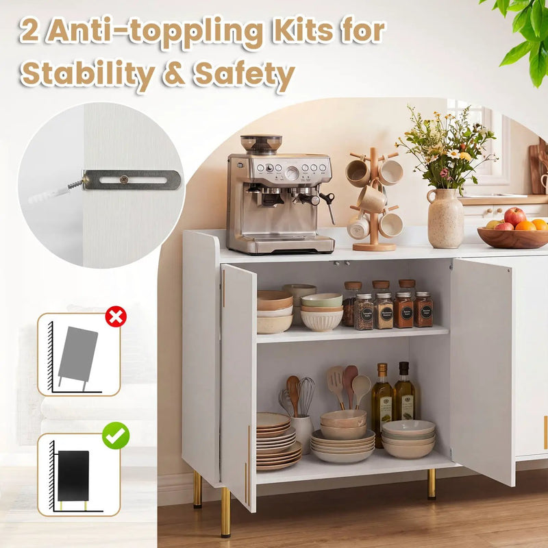 55" Buffet Cabinet with 4 Doors and Metal Legs by DirectDeals