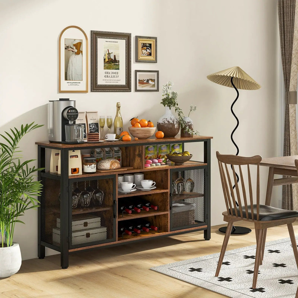 55-Inch Buffet Sideboard with 8-Bottle Wine Racks and Wine Glass Holders by DirectDeals