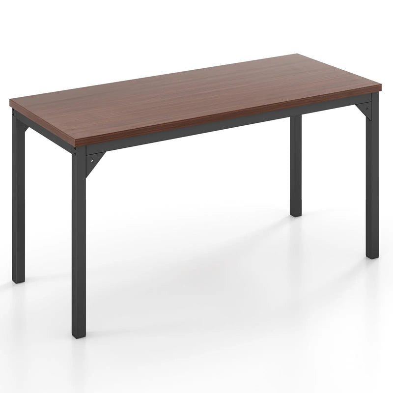 55 Inch Conference Table with Heavy-duty Metal Frame-Brown by DirectDeals