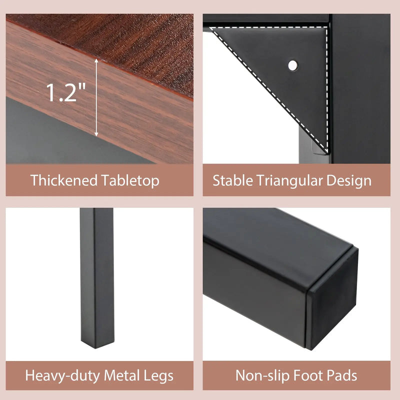 55 Inch Conference Table with Heavy-duty Metal Frame-Brown by DirectDeals