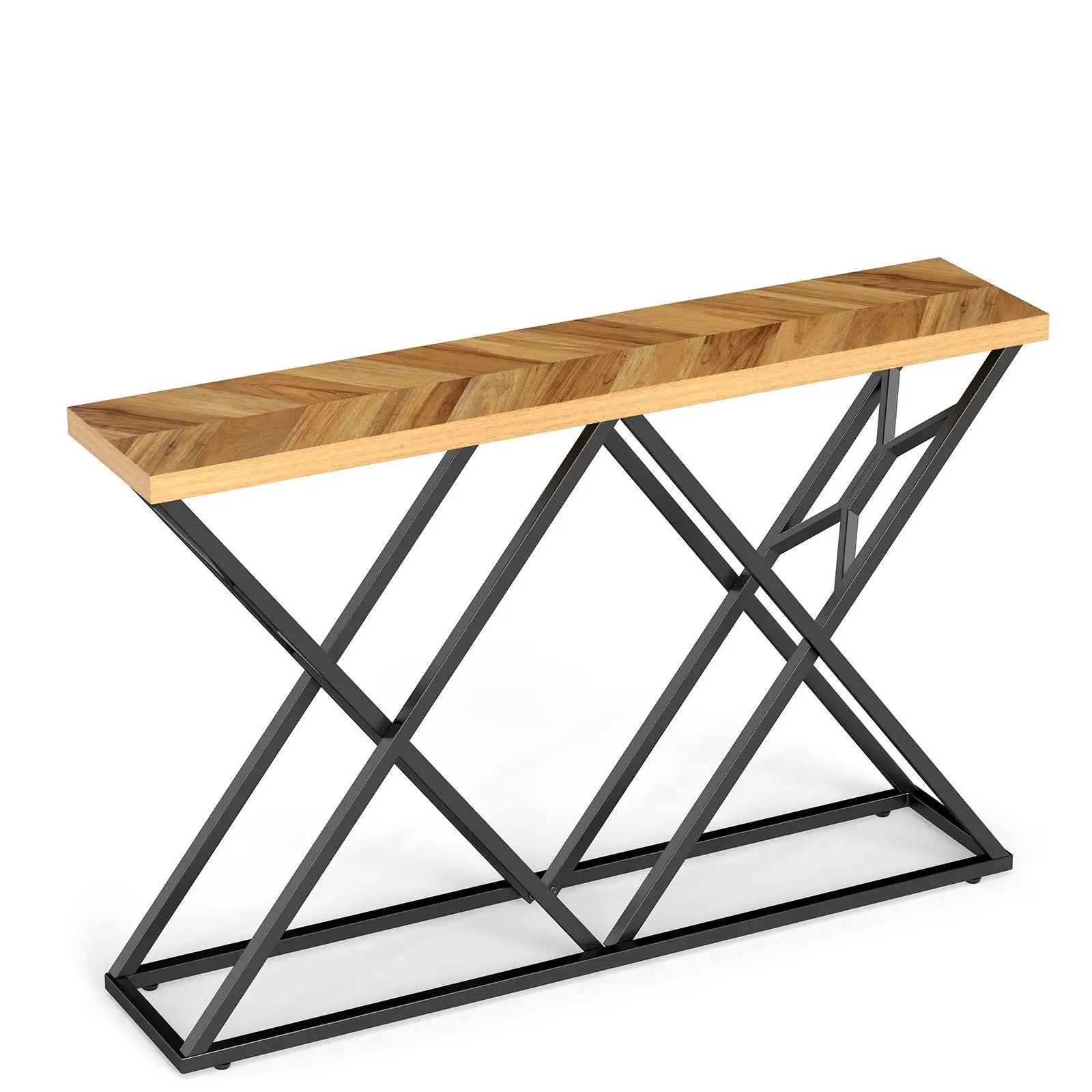 55 Inch Console Table with Solid Metal Frame and Storage-Wood by DirectDeals