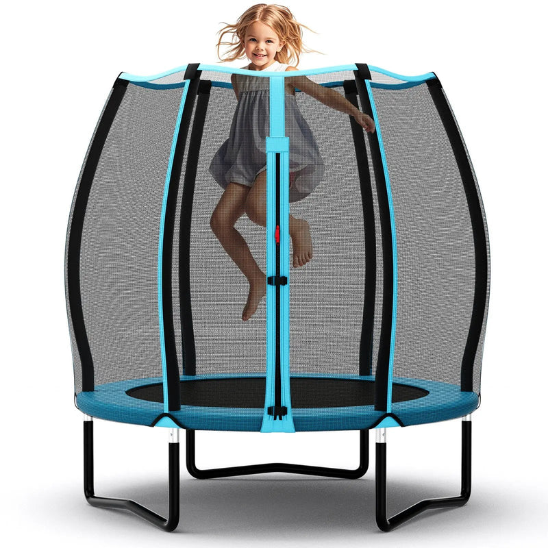 55 Inch Trampoline for Kids Toddler Mini Trampoline with Safety Enclosure Net-Blue by DirectDeals