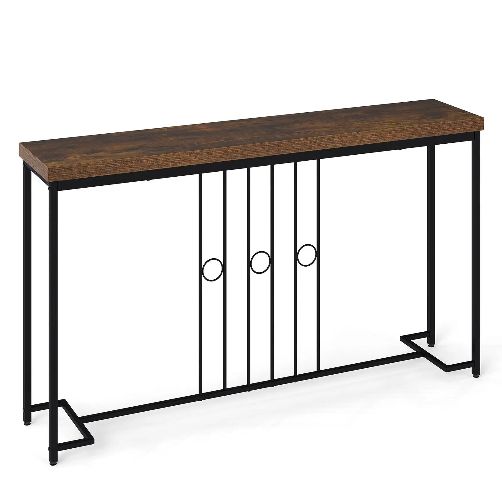 55" Industrial Console Table with H-Shaped Base-Brown by DirectDeals
