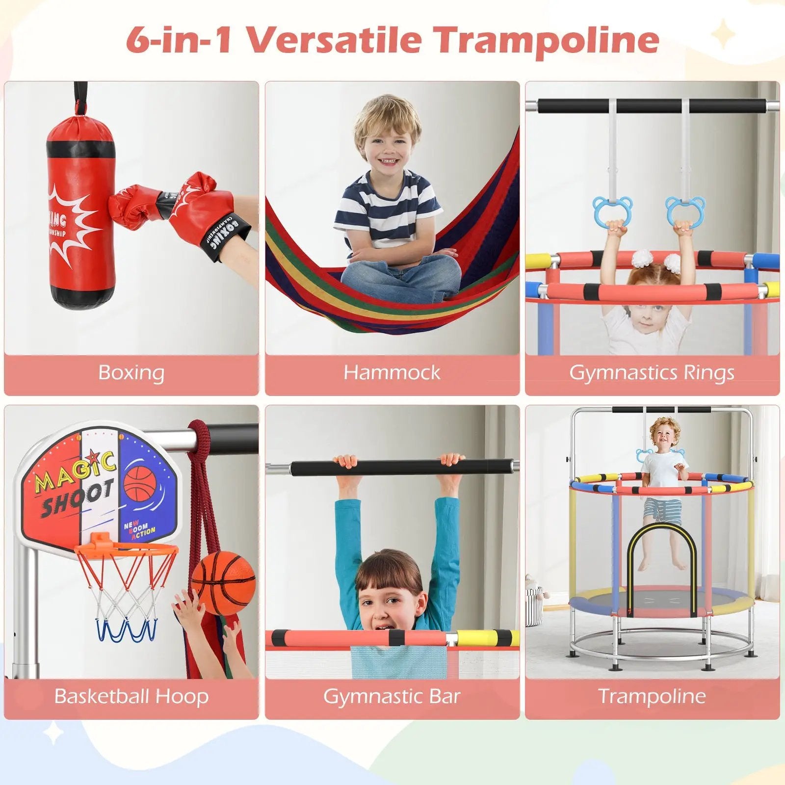 55" Kids Trampoline Gift for for 3-6 Years Old Boys and Girls by DirectDeals