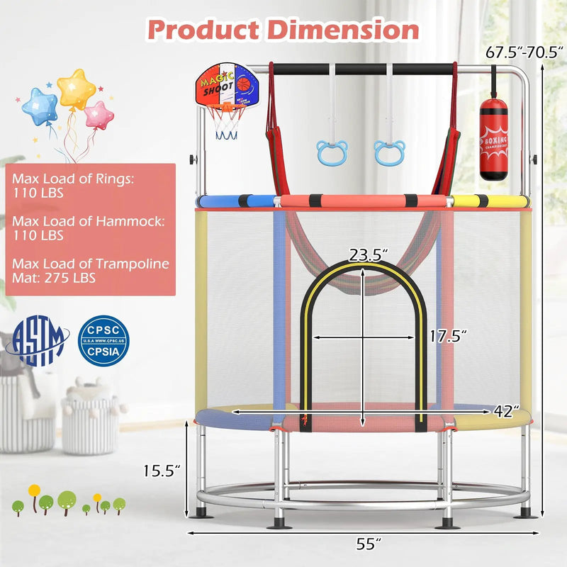 55" Kids Trampoline Gift for for 3-6 Years Old Boys and Girls by DirectDeals
