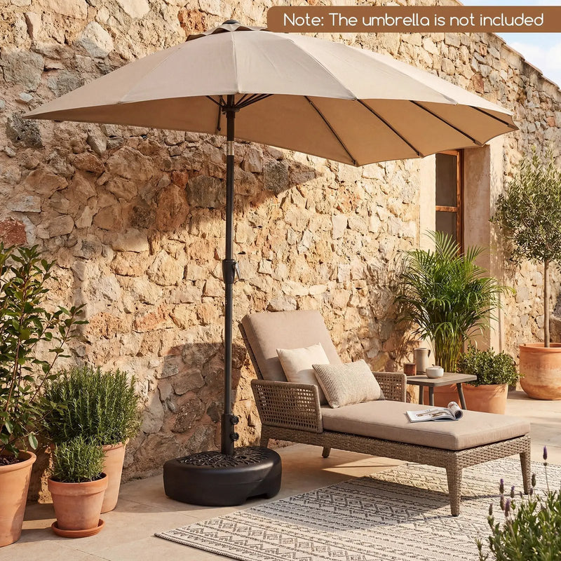 55 LBS Half Round Patio Umbrella Base for Deck Lawn Poolside-Black by DirectDeals