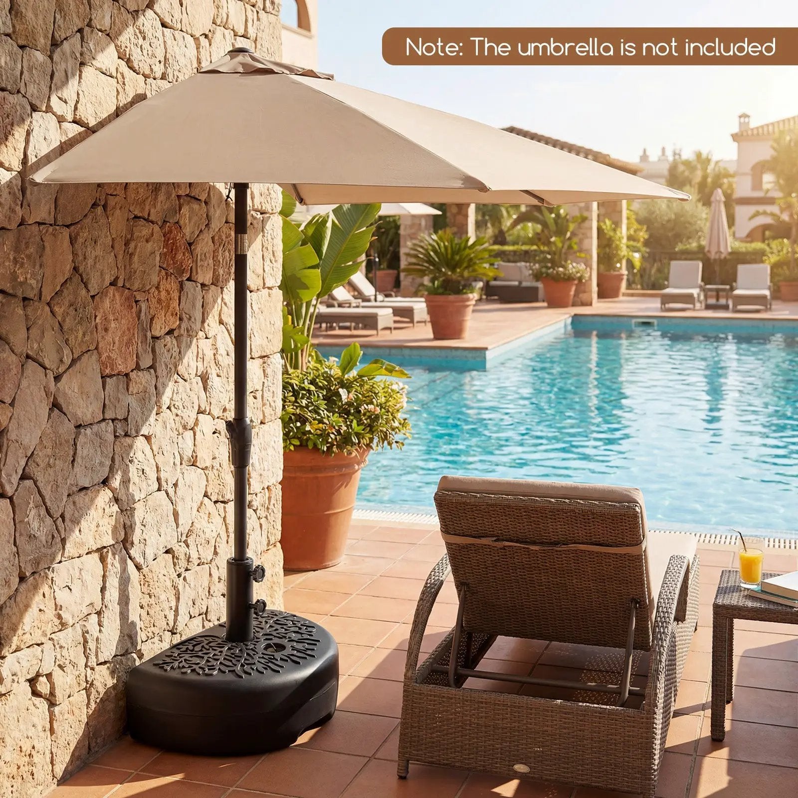 55 LBS Half Round Patio Umbrella Base for Deck Lawn Poolside-Black by DirectDeals