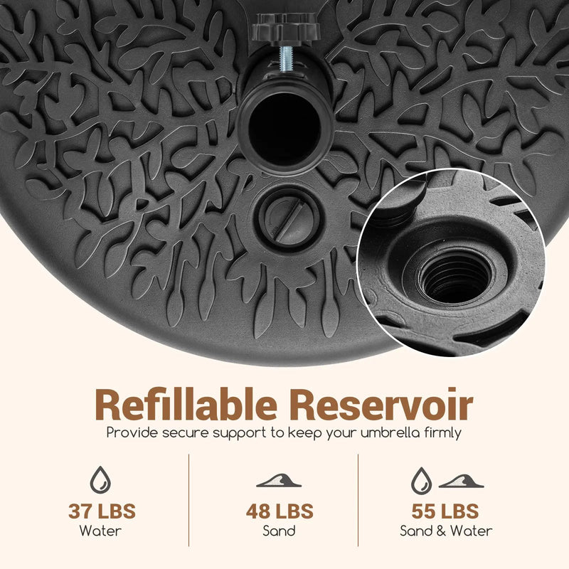 55 LBS Half Round Patio Umbrella Base for Deck Lawn Poolside-Black by DirectDeals