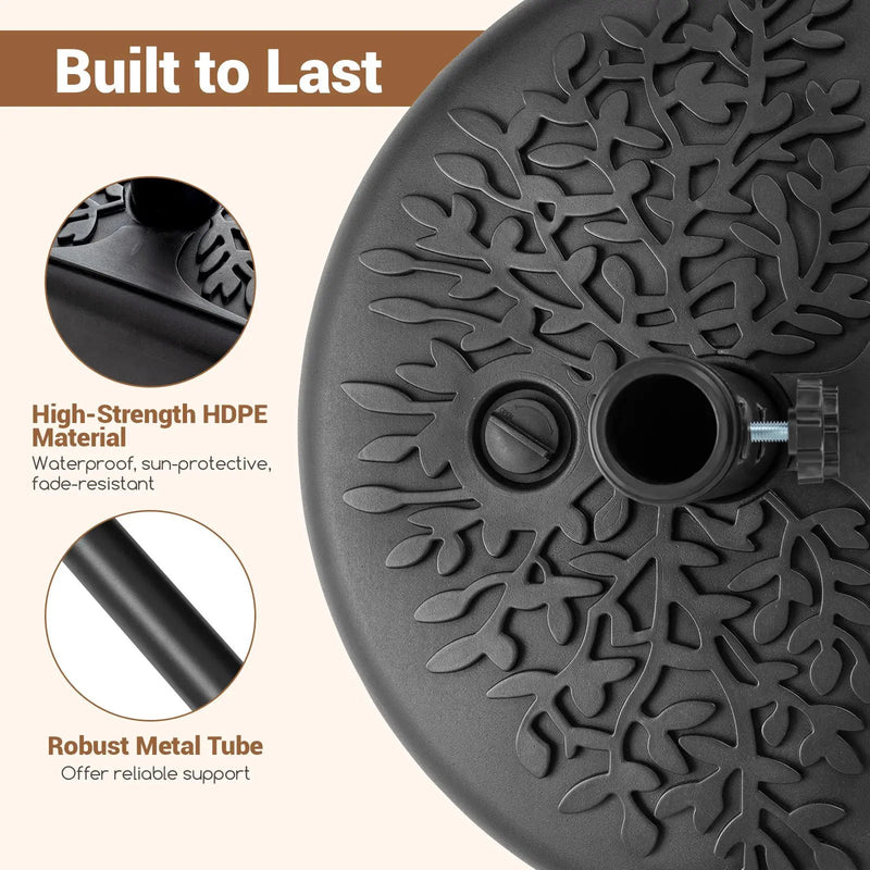 55 LBS Half Round Patio Umbrella Base for Deck Lawn Poolside-Black by DirectDeals
