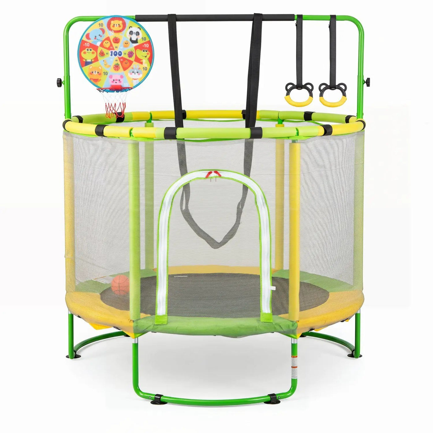 55" Kids Trampoline with Adjustable Gymnastics Bar & Hoop by DirectDeals