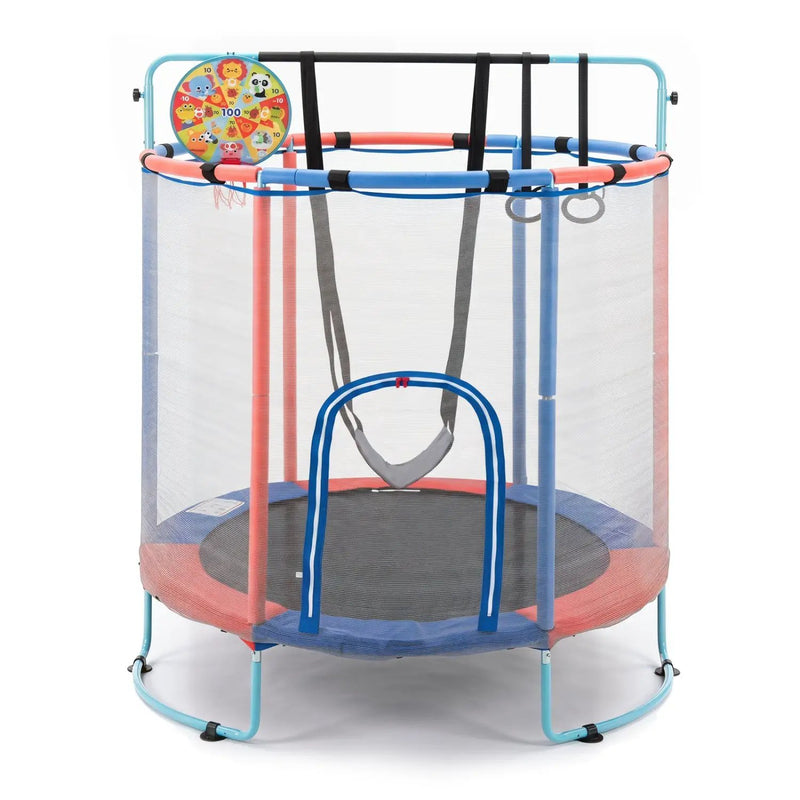 55" Kids Trampoline with Adjustable Gymnastics Bar & Hoop by DirectDeals