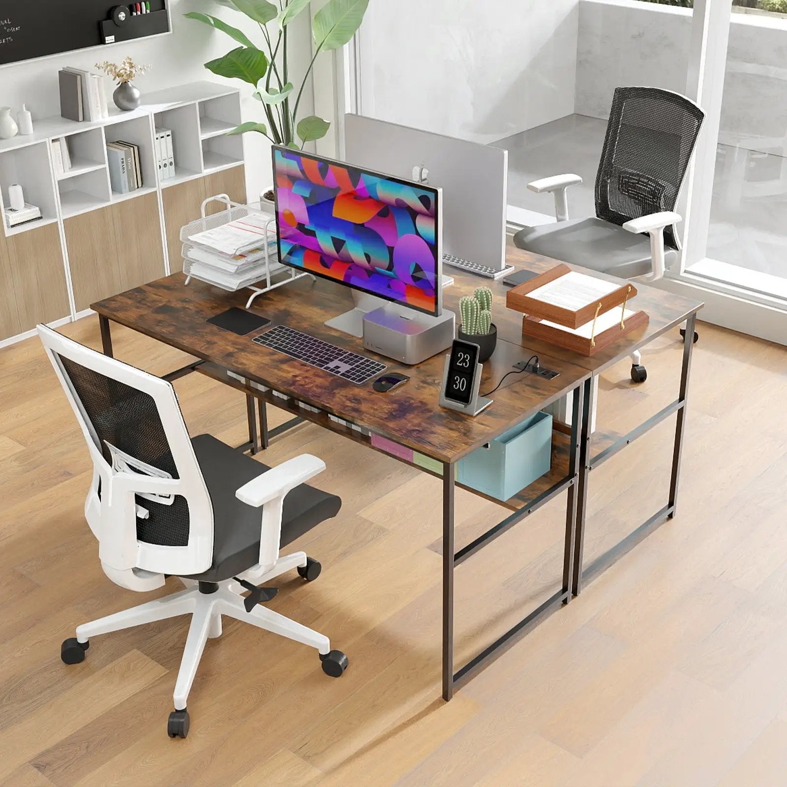 55 x 24 inch Computer Desk with Power Outlets and USB Ports by DirectDeals