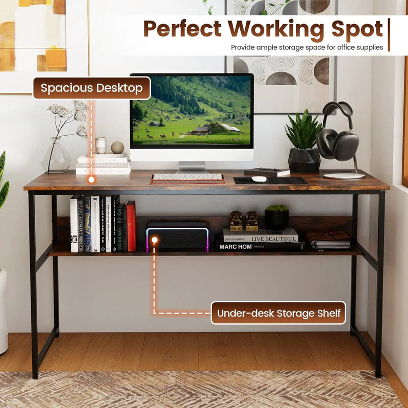55 x 24 inch Computer Desk with Power Outlets and USB Ports by DirectDeals