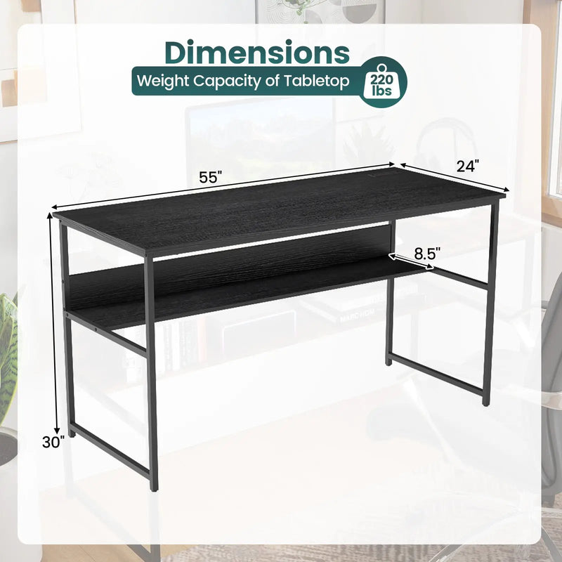 55 x 24 inch Computer Desk with Power Outlets and USB Ports by DirectDeals
