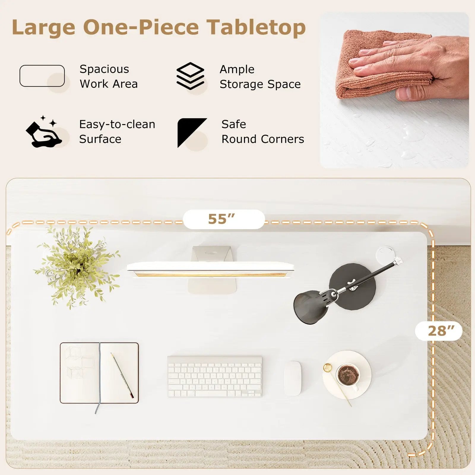 58 Inch x 28 Inch Universal Tabletop for Standard and Standing Desk Frame by DirectDeals